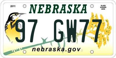 NE license plate 97GW77