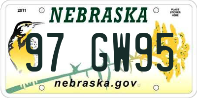 NE license plate 97GW95