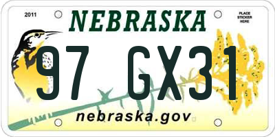 NE license plate 97GX31