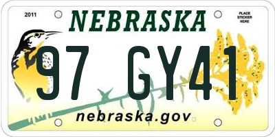 NE license plate 97GY41