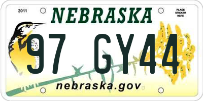 NE license plate 97GY44