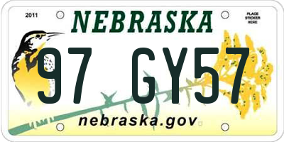 NE license plate 97GY57