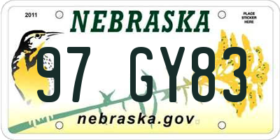 NE license plate 97GY83