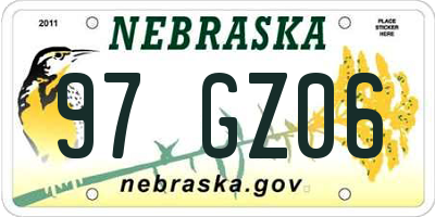 NE license plate 97GZ06