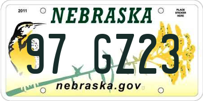 NE license plate 97GZ23