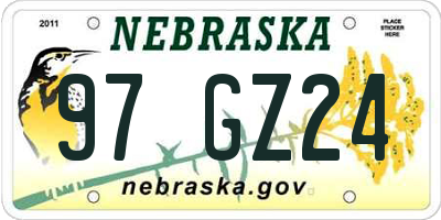 NE license plate 97GZ24