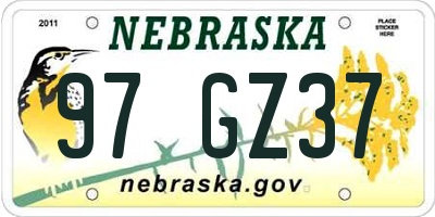 NE license plate 97GZ37