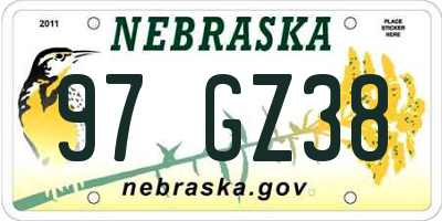 NE license plate 97GZ38