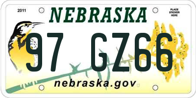 NE license plate 97GZ66