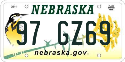 NE license plate 97GZ69
