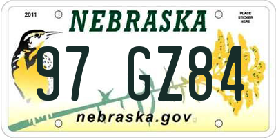 NE license plate 97GZ84