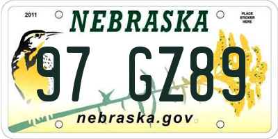 NE license plate 97GZ89
