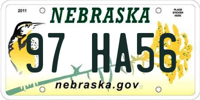 NE license plate 97HA56