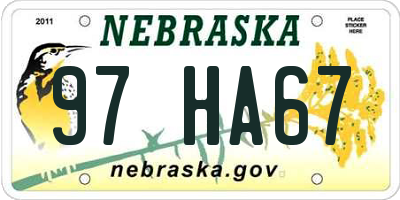 NE license plate 97HA67