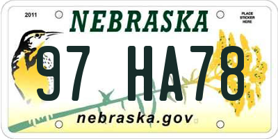 NE license plate 97HA78