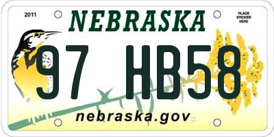 NE license plate 97HB58