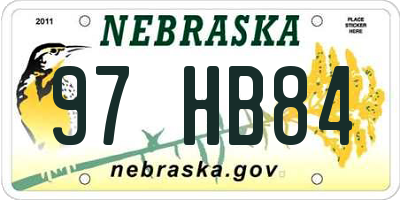 NE license plate 97HB84