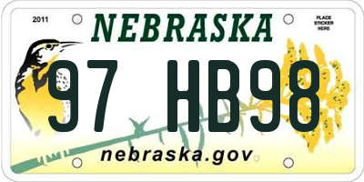 NE license plate 97HB98