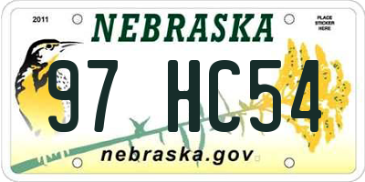 NE license plate 97HC54