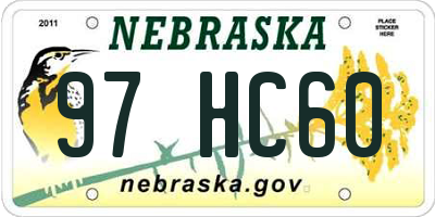 NE license plate 97HC60