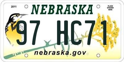 NE license plate 97HC71