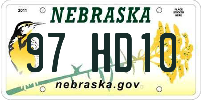 NE license plate 97HD10