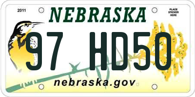 NE license plate 97HD50