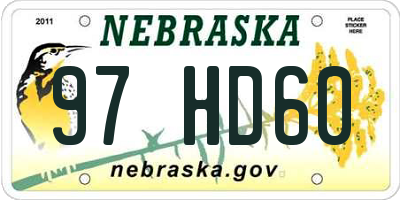 NE license plate 97HD60