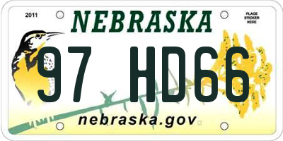 NE license plate 97HD66