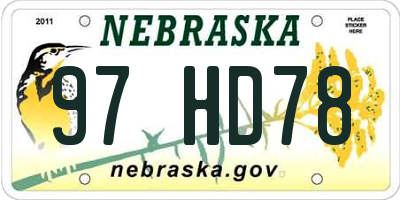 NE license plate 97HD78