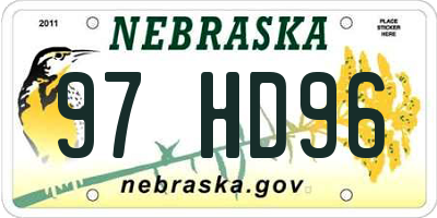 NE license plate 97HD96
