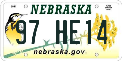 NE license plate 97HE14