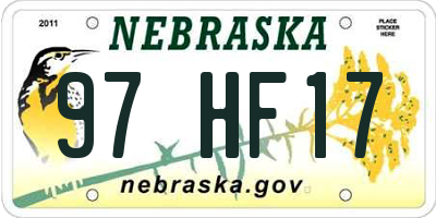 NE license plate 97HF17