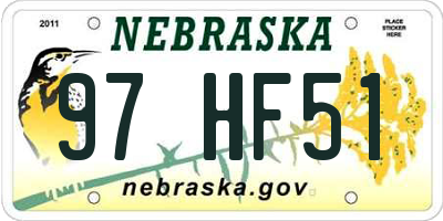 NE license plate 97HF51