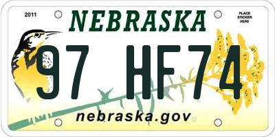 NE license plate 97HF74
