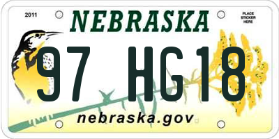 NE license plate 97HG18