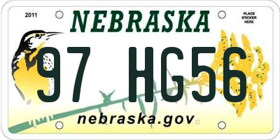 NE license plate 97HG56