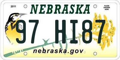 NE license plate 97HI87