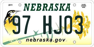 NE license plate 97HJ03