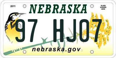NE license plate 97HJ07