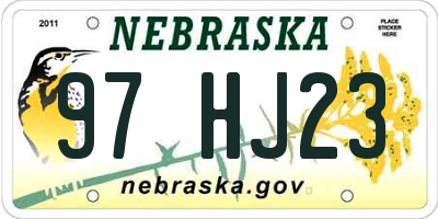 NE license plate 97HJ23