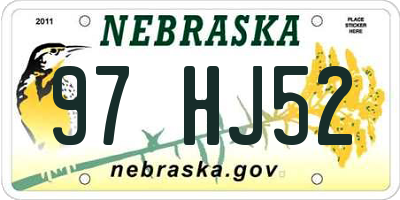 NE license plate 97HJ52