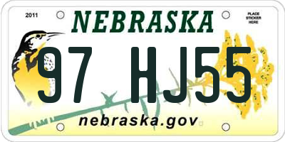 NE license plate 97HJ55
