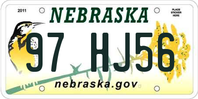 NE license plate 97HJ56