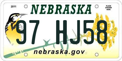 NE license plate 97HJ58