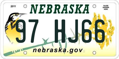 NE license plate 97HJ66