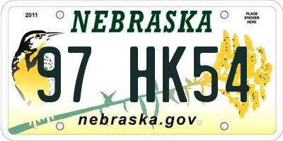 NE license plate 97HK54