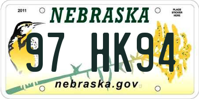 NE license plate 97HK94