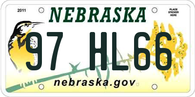 NE license plate 97HL66