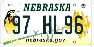 NE license plate 97HL96